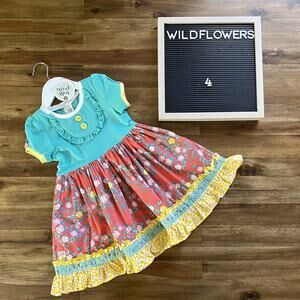 NWT Wildflowers La La Land Elle Belle Ballet Floral Blue Red Yellow Dress 4